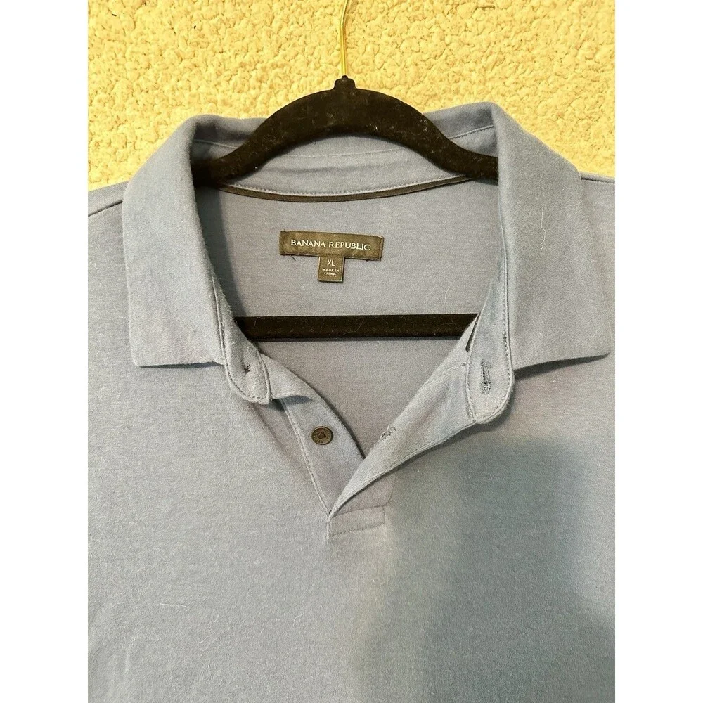 Lot of 2 Banana Republic Men's Short Sleeve‎ Solid Dress Polo Shirt Size XL